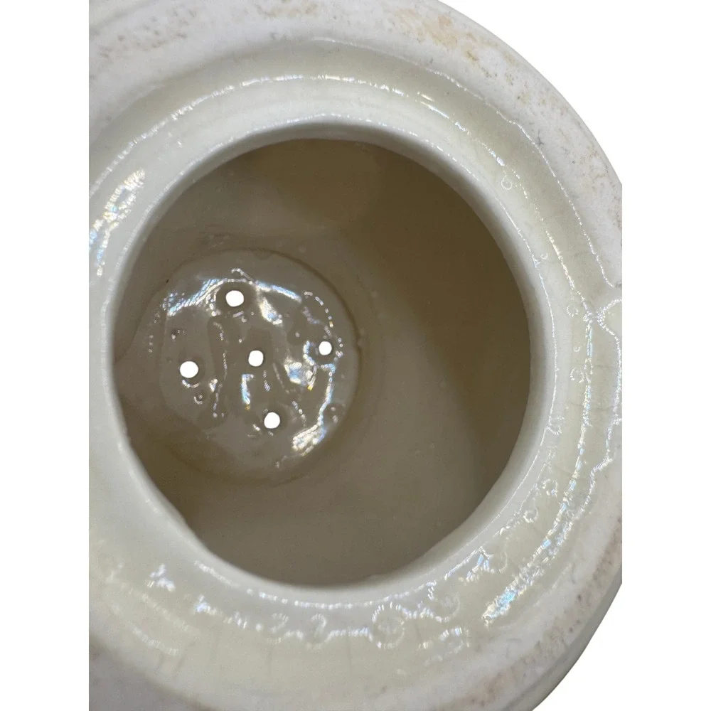 Vintage‎ Ceramic Parmesan Cheese Shaker Dispenser Cream with Brown Script Accent